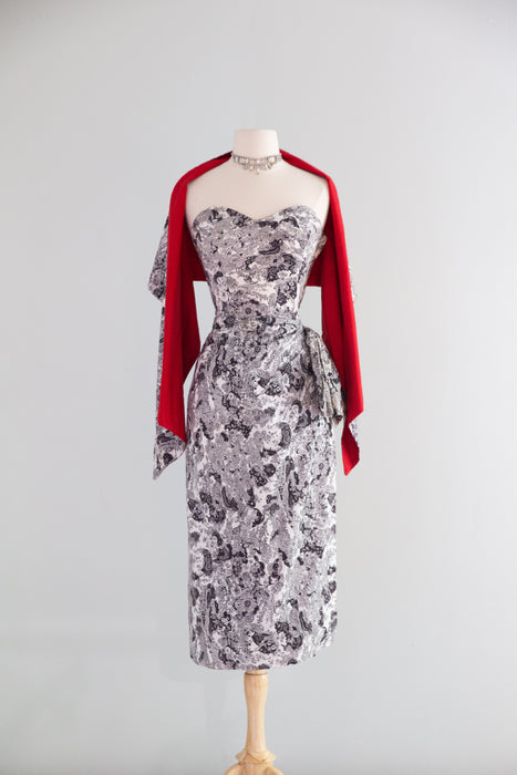 Fabulous 1950's Cotton Sarong Dress & Matching Wrap by Vic Trent / S