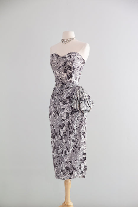 Fabulous 1950's Cotton Sarong Dress & Matching Wrap by Vic Trent / S