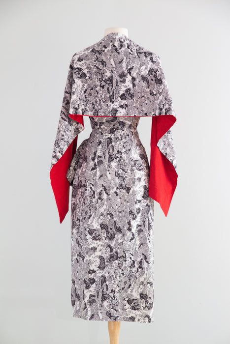 Fabulous 1950's Cotton Sarong Dress & Matching Wrap by Vic Trent / S
