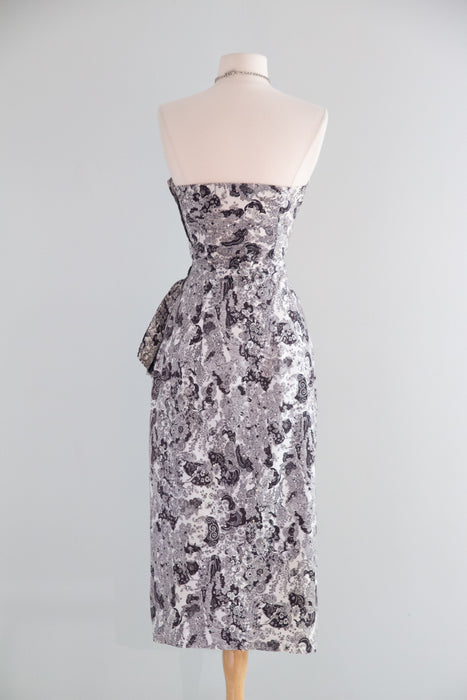 Fabulous 1950's Cotton Sarong Dress & Matching Wrap by Vic Trent / S