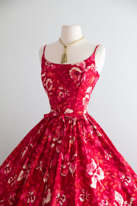 1950's Kamehameha Hibiscus 🌺 Cotton Sundress / SM