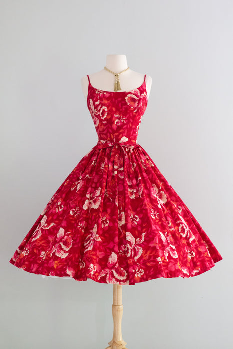 1950's Kamehameha Hibiscus 🌺 Cotton Sundress / SM