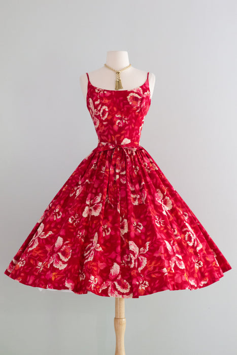 1950's Kamehameha Hibiscus 🌺 Cotton Sundress / SM