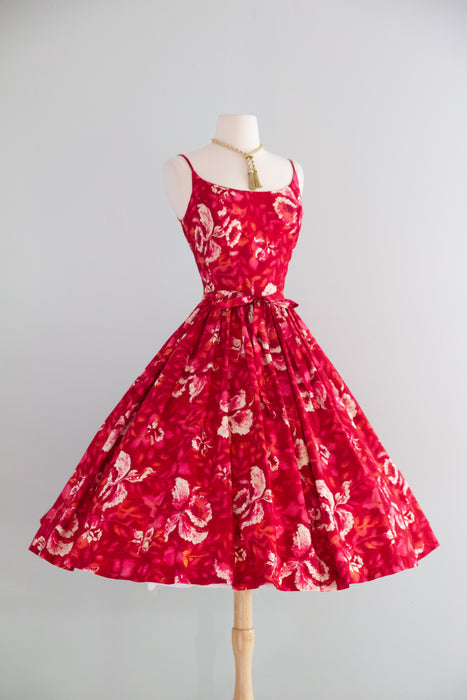 1950's Kamehameha Hibiscus 🌺 Cotton Sundress / SM