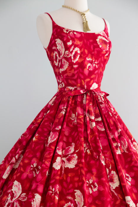 1950's Kamehameha Hibiscus 🌺 Cotton Sundress / SM