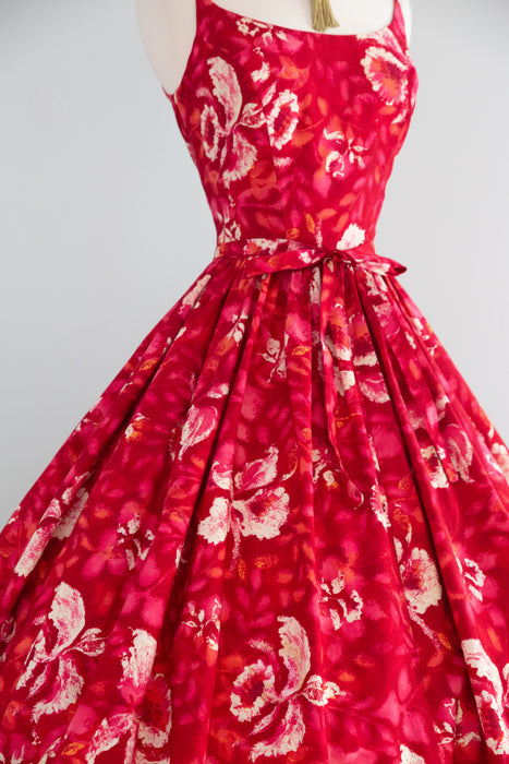 1950's Kamehameha Hibiscus 🌺 Cotton Sundress / SM