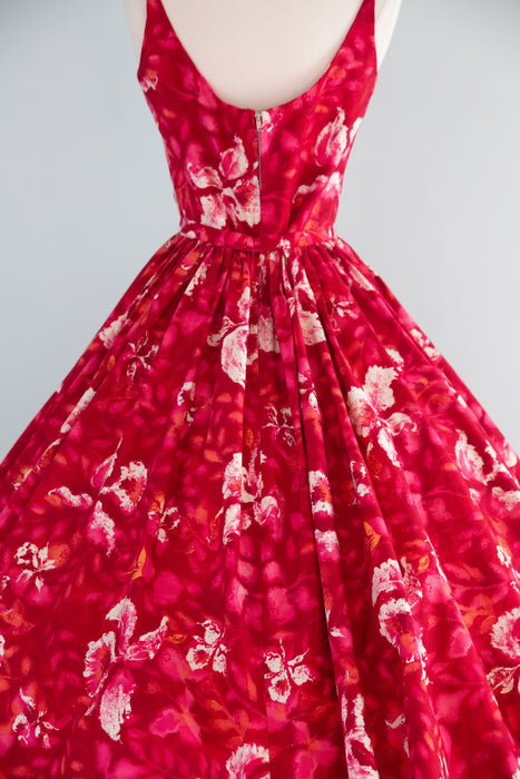 1950's Kamehameha Hibiscus 🌺 Cotton Sundress / SM