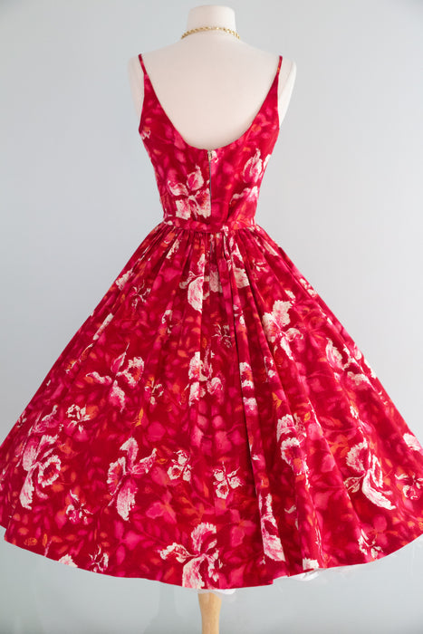1950's Kamehameha Hibiscus 🌺 Cotton Sundress / SM