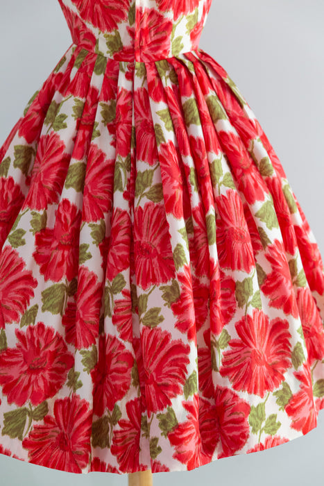 Beautiful Late 1950's Silk Floral Print Party Dress / Petite Small
