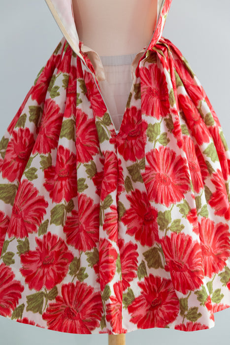 Beautiful Late 1950's Silk Floral Print Party Dress / Petite Small