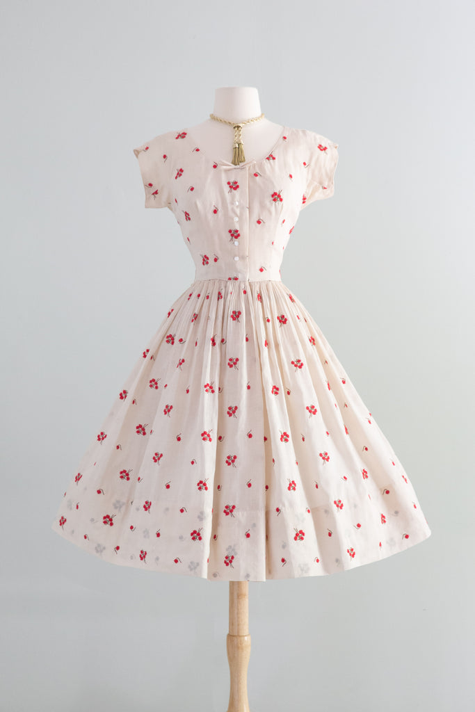 vintage cotton dresses The Prettiest 1950's Embroidered Cotton Voile Summer Dress From Peck A –  Xtabay Vintage
