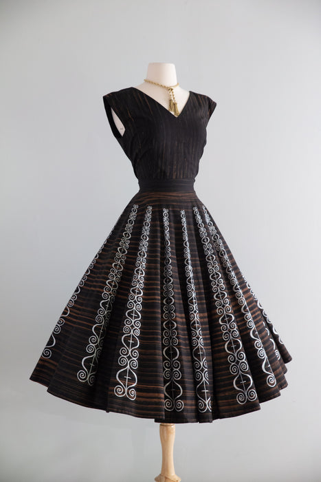 Marvelous 1950's Mexican Circle Skirt & Top Set By Mocambo / SM