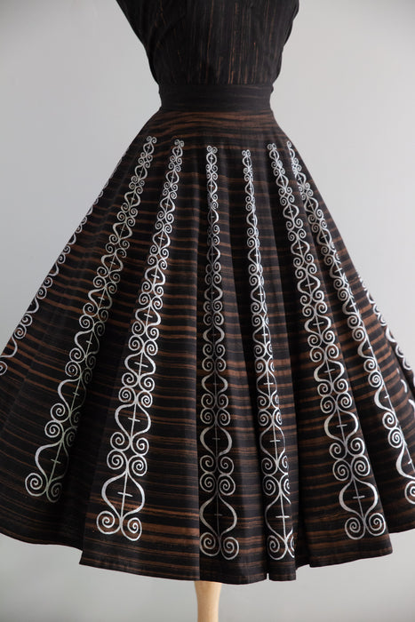 Marvelous 1950's Mexican Circle Skirt & Top Set By Mocambo / SM
