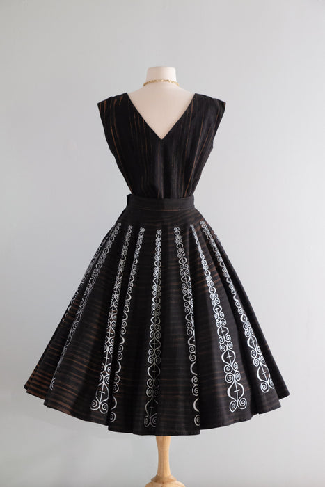 Marvelous 1950's Mexican Circle Skirt & Top Set By Mocambo / SM