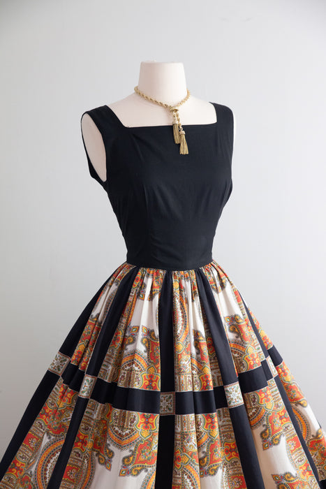 Favorite 1950's Baroque Print Cotton Summer Dress / S