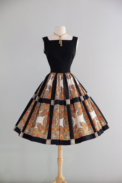 Favorite 1950's Baroque Print Cotton Summer Dress / S