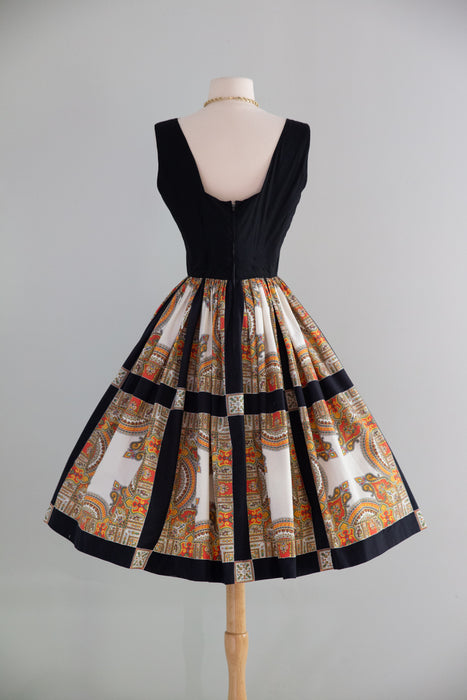 Favorite 1950's Baroque Print Cotton Summer Dress / S