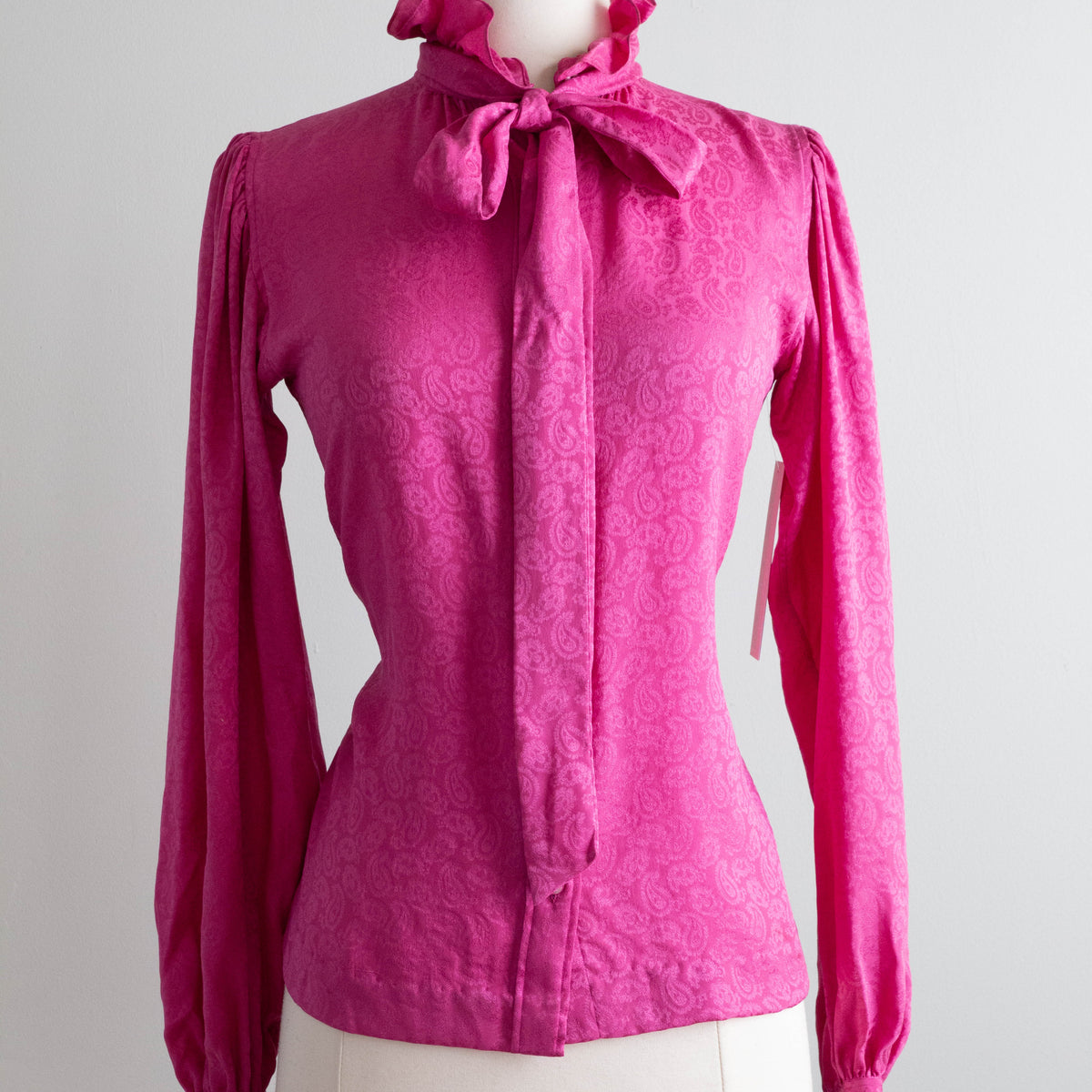 Vintage 1970's Yves Saint Laurent Shocking Pink Silk Blouse