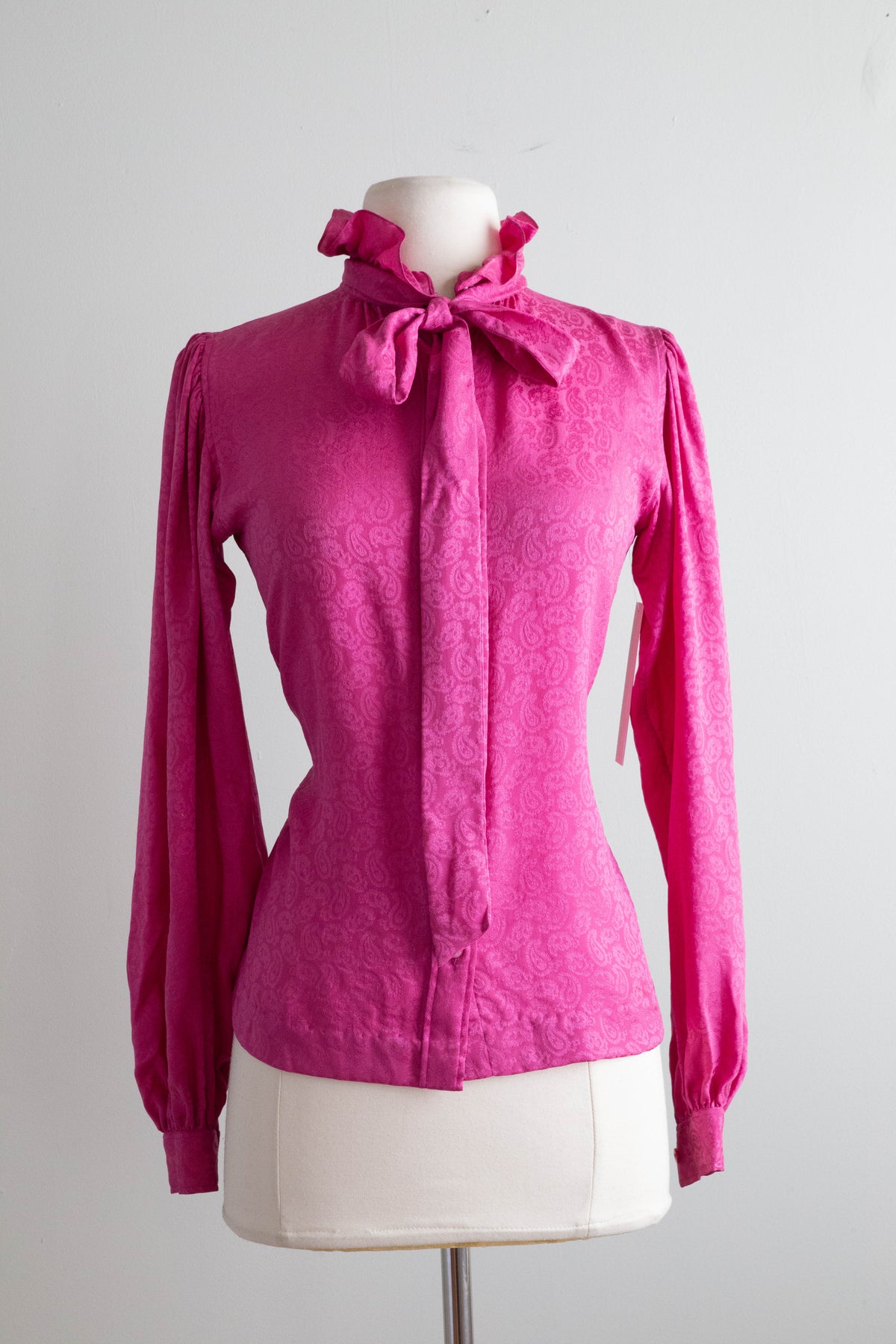 Vintage 1970's Yves Saint Laurent Shocking Pink Silk Blouse