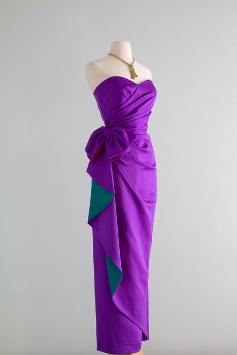 Showstopping Vintage Royal Purple Strapless Evening Gown With Shawl / – Xtabay Vintage Showstopping Vintage Royal Purple Strapless Evening Gown With Shawl / – Xtabay Vintage
