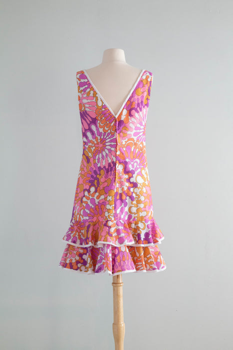 Sassy 1960's Pucci Inspired Sun Dress With Bow / SM