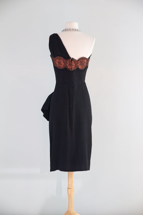 Sublime Late 1940's Black Crepe Cocktail Dress With Chantilly Lace / S – Xtabay Vintage Sublime Late 1940's Black Crepe Cocktail Dress With Chantilly Lace / S – Xtabay Vintage