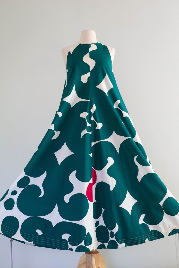 vintage marimekko dress Rare 'Melooni' Dot Print Wrap Halter Muse EPIC Dated 1966 Marimekko Maxi