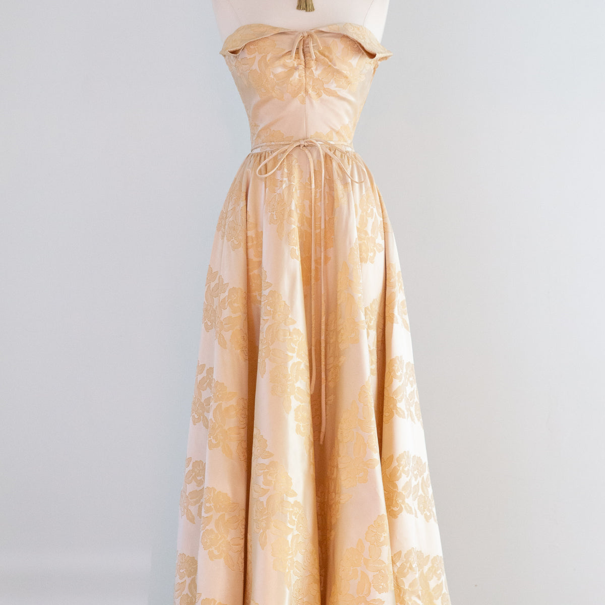 Glamorous 1950's Moonlit Garden Brocade Strapless Evening Gown / XS Xtabay Vintage Glamorous 1950's Moonlit Garden Brocade Strapless Evening Gown / XS Xtabay Vintage
