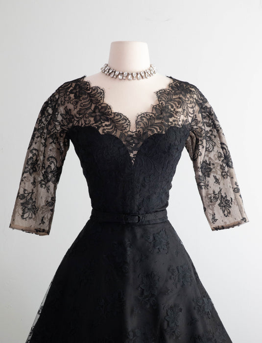 Stunning 1950's Illusion Lace Party Dress by Frank Starr / Small Xtabay Vintage Stunning 1950's Illusion Lace Party Dress by Frank Starr / Small Xtabay Vintage