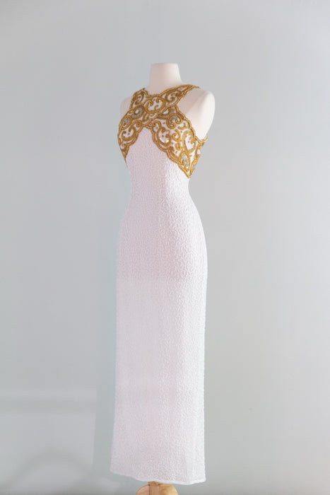 vintage beaded silk dress Rare Vintage Sue Wong Ivory Beaded Silk Gown – Masha&Jlynn