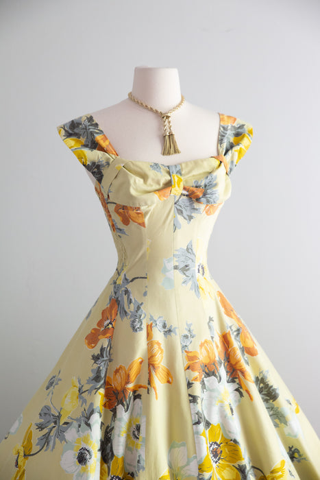 Glorious 1950's Butter Yellow Bucolic Floral Print Sundress By Cole Of –  Xtabay Vintage