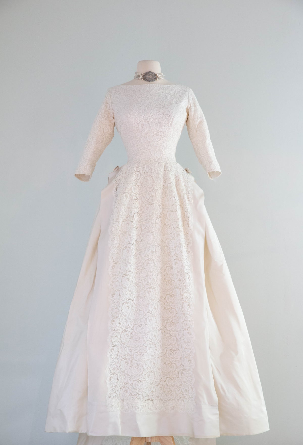 Elegant Early 1960's Rococo Inspired Taffeta & Alencon Lace Wedding Go ...