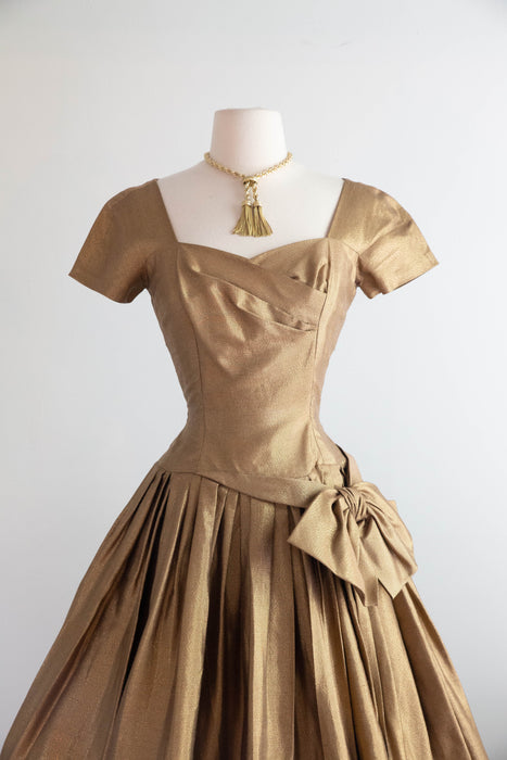 Glamorous & Iconic 1950's Gold Lame’ Cocktail Party Dress By Helga / S