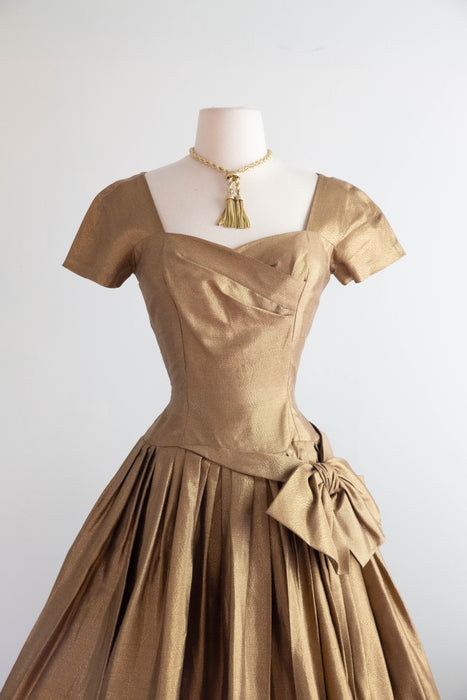 Glamorous & Iconic 1950's Gold Lame’ Cocktail Party Dress By Helga / S