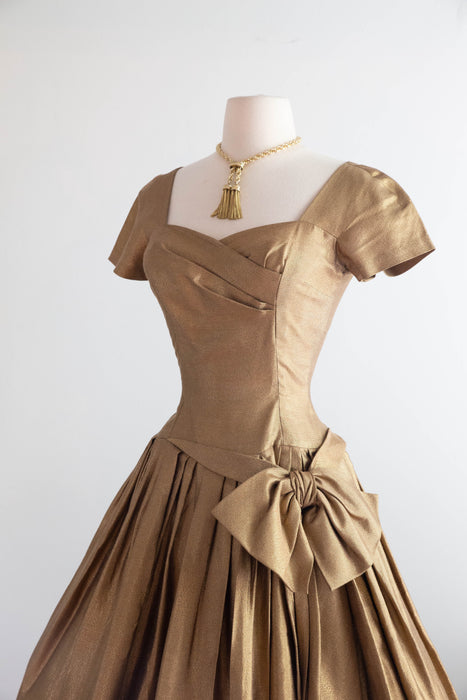 Glamorous & Iconic 1950's Gold Lame’ Cocktail Party Dress By Helga / S