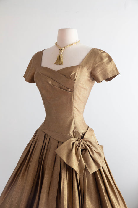 Glamorous & Iconic 1950's Gold Lame’ Cocktail Party Dress By Helga / S