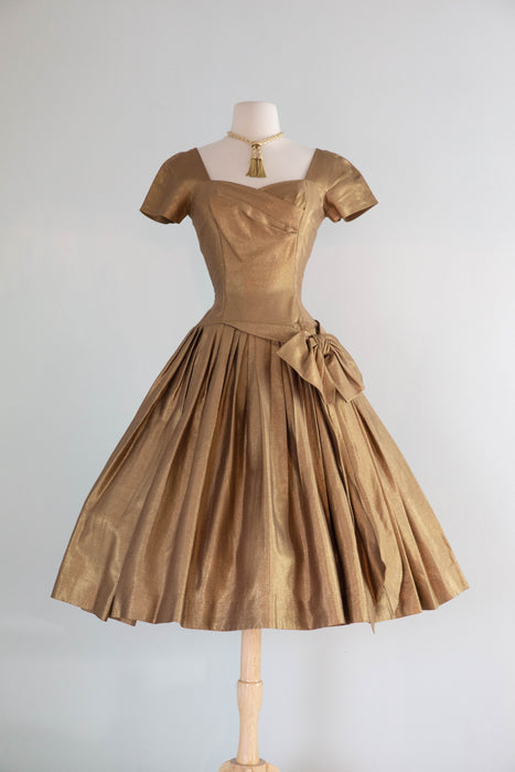 Glamorous & Iconic 1950's Gold Lame’ Cocktail Party Dress By Helga / S