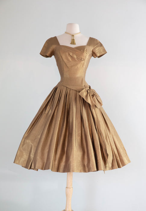 Glamorous & Iconic 1950's Gold Lame’ Cocktail Party Dress By Helga / S