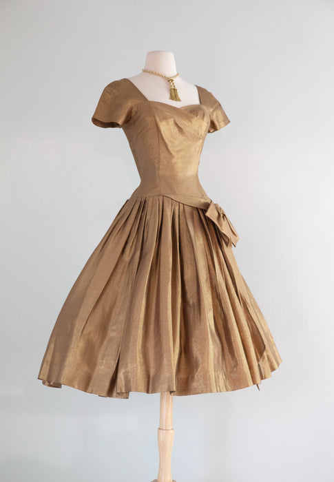 Glamorous & Iconic 1950's Gold Lame’ Cocktail Party Dress By Helga / S