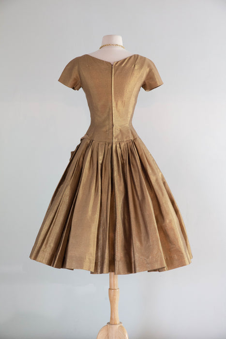 Glamorous & Iconic 1950's Gold Lame’ Cocktail Party Dress By Helga / S