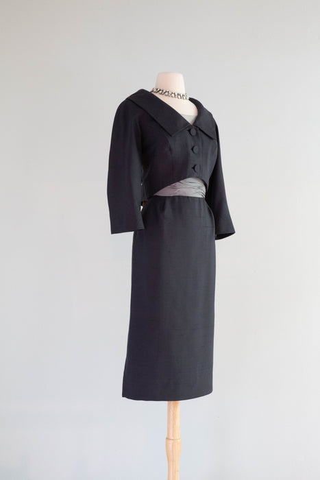 Elegant 1950's NOS Silk Dress & Matching Jacket From Nicholas Ungar / Medium