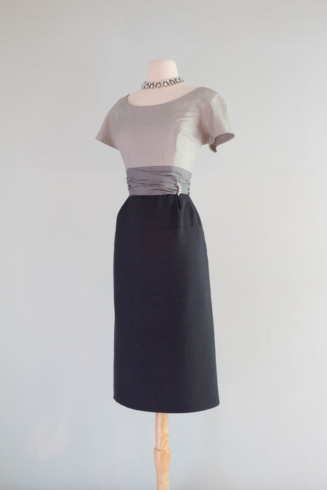 Elegant 1950's NOS Silk Dress & Matching Jacket From Nicholas Ungar / Medium