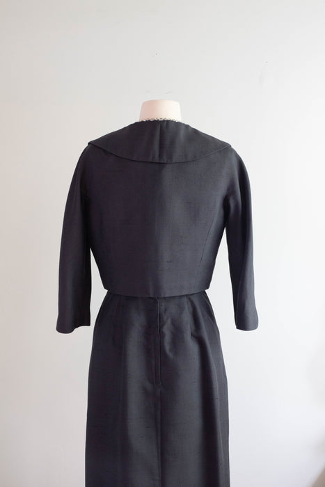 Elegant 1950's NOS Silk Dress & Matching Jacket From Nicholas Ungar / Medium