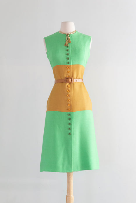 Chic 1960's Color Block Shift Dress By Dynasty / SM
