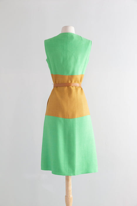 Chic 1960's Color Block Shift Dress By Dynasty / SM