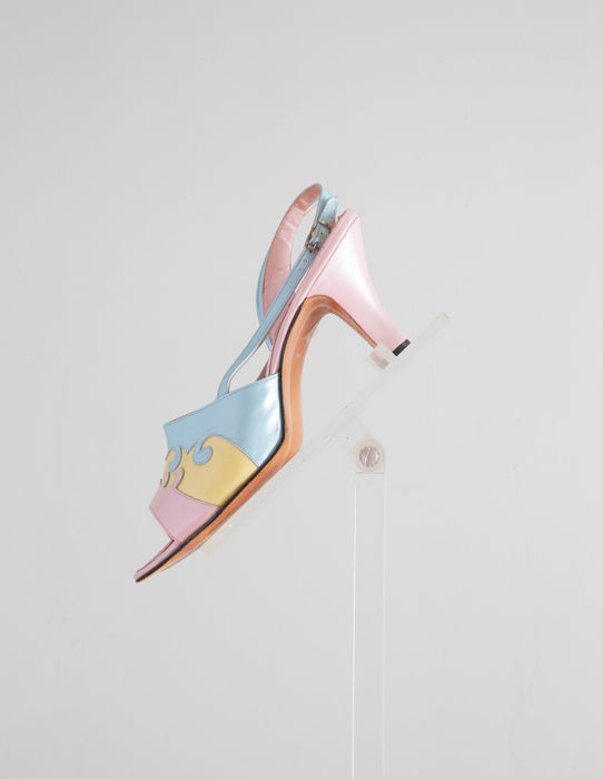 1960's Cotton Candy Pastel Slingback Pumps By Amano / Size 9 S
