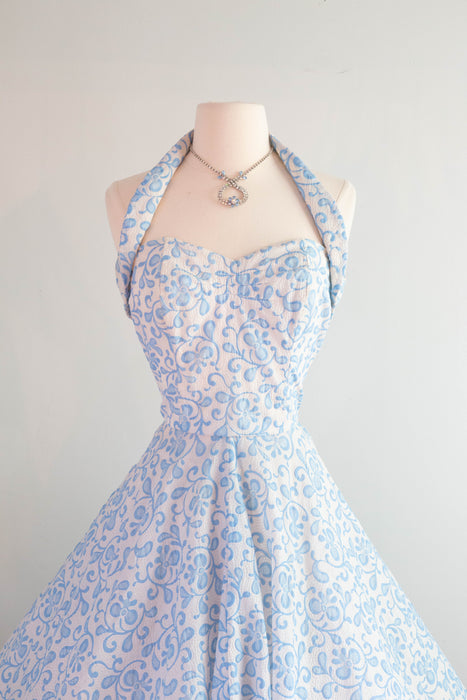 Stunning 1950's Tiana Pittelle Hawaiian Halter Dress / Small