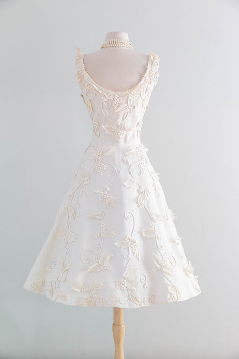 Exquisite 1950's Harvey Berin Ivory Cotton Pique Lace Applique Formal Xtabay Vintage Exquisite 1950's Harvey Berin Ivory Cotton Pique Lace Applique Formal Xtabay Vintage