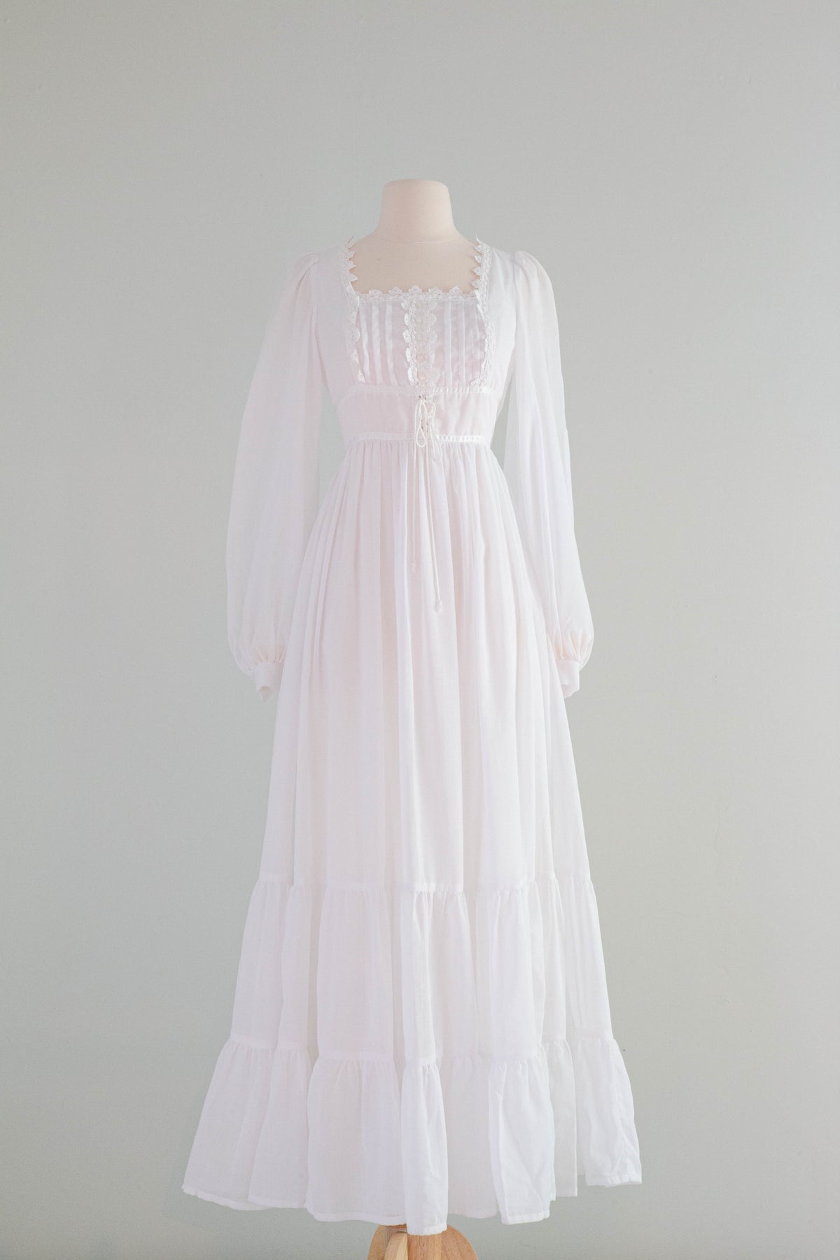 Ethereal 1970's Gunne Sax Cotton Voile Wedding Dress With Corset Waist ...