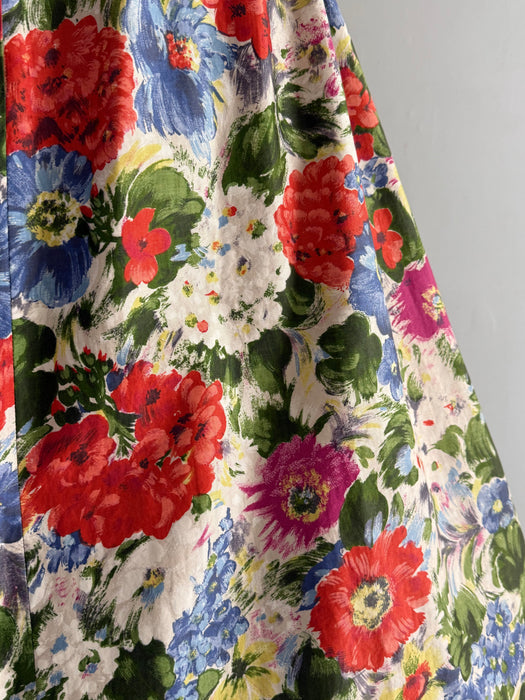 Glamorous 1950's Floral Party Dress By Ceil Chapman / S